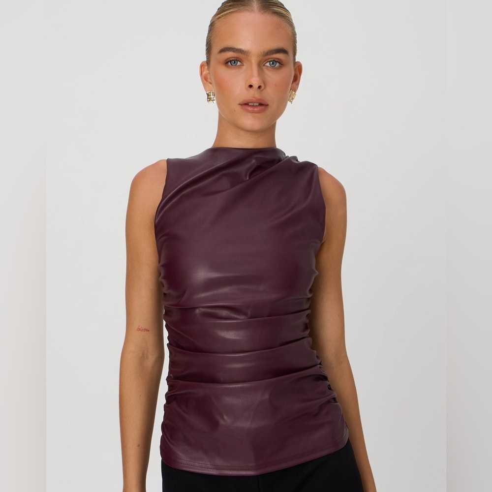 Glassons Ruched Faux Leather Top